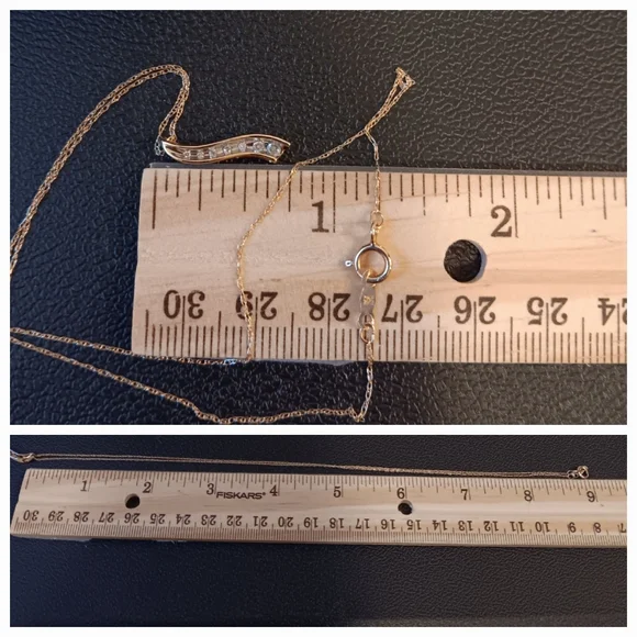 ❗️LAST DROP! 10K Gold Necklace Diamonds Journey Pendant Chain Solid real 10kt - Picture 4 of 9